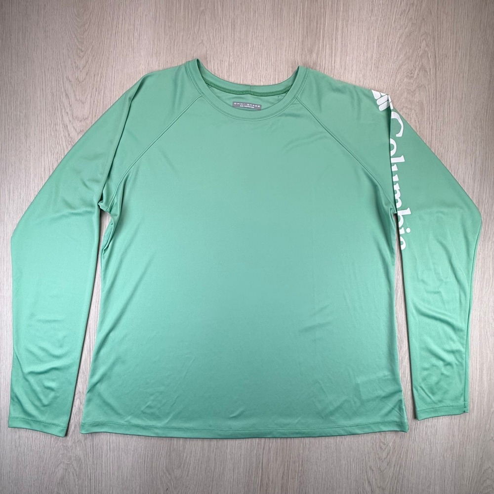Columbia PFG Women XL Mint Green Omni-Shade Long Sleeve Fishing Shirt 006564-AAF